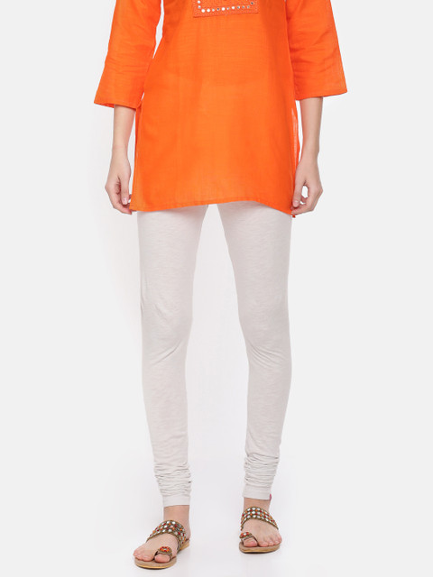 

Biba Women White Solid Churidar
