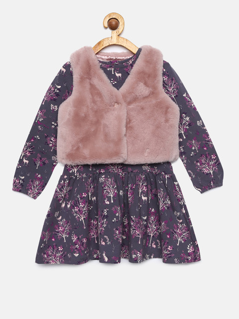 

MONSOON CHILDREN Girls Purple Printed A-Line Dress
