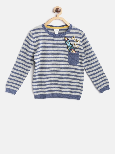 

MONSOON CHILDREN Girls Blue & Grey Striped Pullover