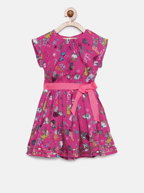 

MONSOON CHILDREN Girls Pink Printed Fit and Flare Dress