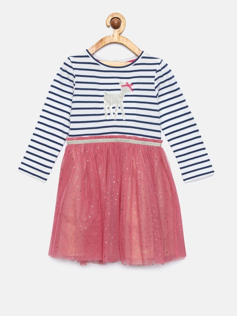 

MONSOON CHILDREN Girls Pink Striped Fit and Flare Dress