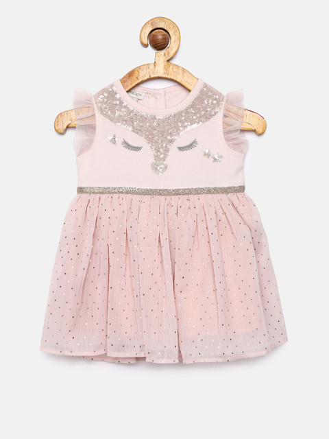 

MONSOON CHILDREN Girls Pink Printed Fit and Flare Dress