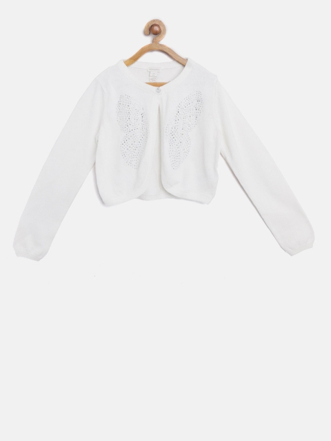 

MONSOON CHILDREN Girls White Embellished Front-Open Cardigan