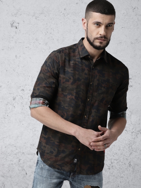 

Ecko Unltd Men Black & Brown Slim Fit Printed Casual Shirt