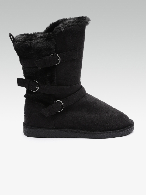 

Carlton London Women Black Solid High-Top Uggs