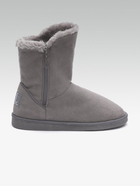 

Carlton London Women Grey Solid High-Top Uggs