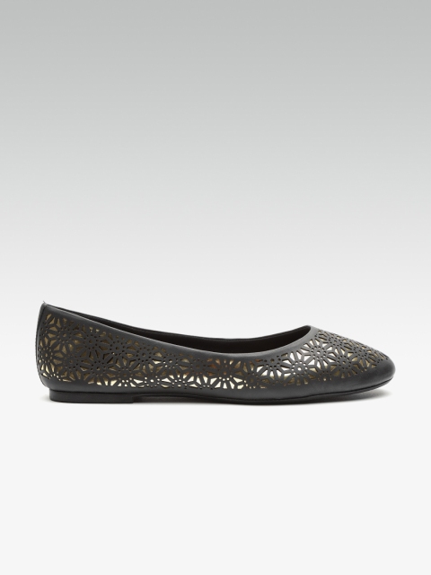 

Carlton London Women Black Ballerinas with Laser Cuts
