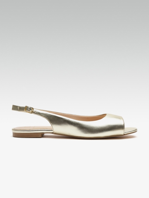 

Carlton London Women Gold-Toned Solid Open Toe Flats