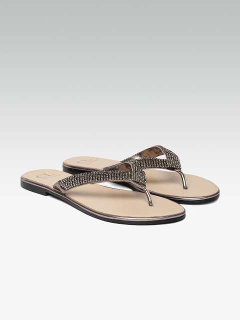 

Carlton London Women Black Embellished T-Strap Flats