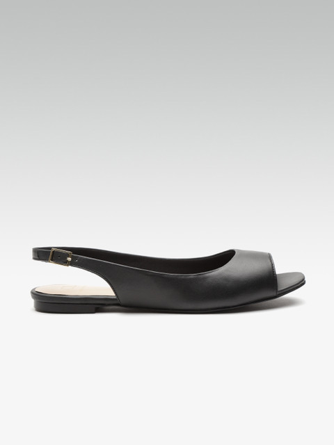 

Carlton London Women Black Solid Open Toe Flats