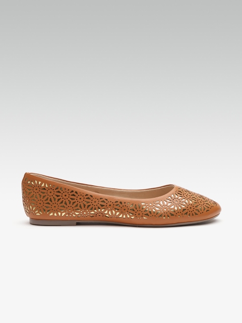 

Carlton London Women Tan Brown Laser Cuts Ballerinas