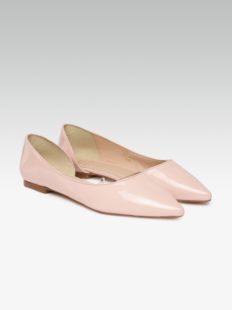

Carlton London Women Nude Coloured Solid Synthetic Patent Ballerinas