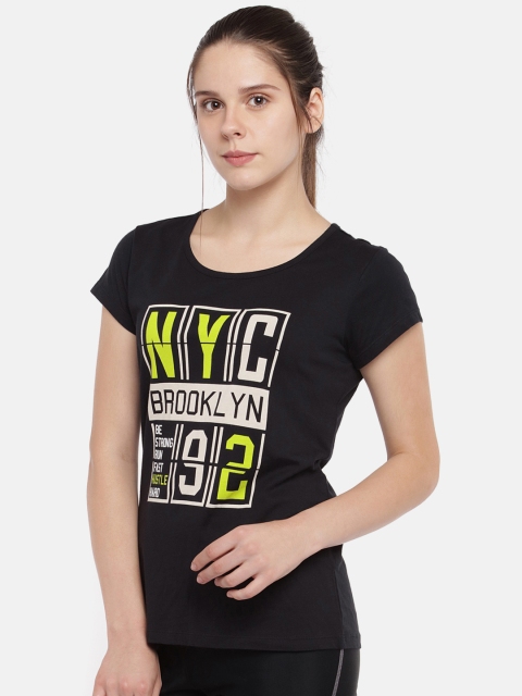 

Ajile by Pantaloons Women Black Printed Round Neck T-shirt