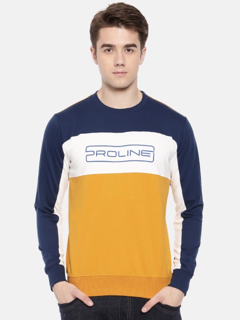 

Proline Active Men Yellow & White Colourblocked Sweatshirt