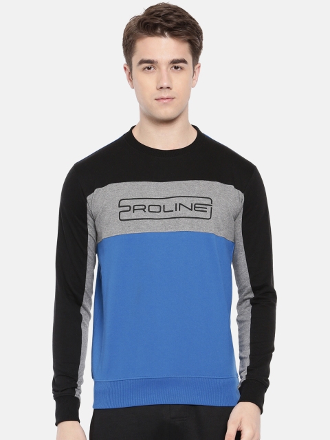 

Proline Active Men Black & Blue Colourblocked Sweatshirt