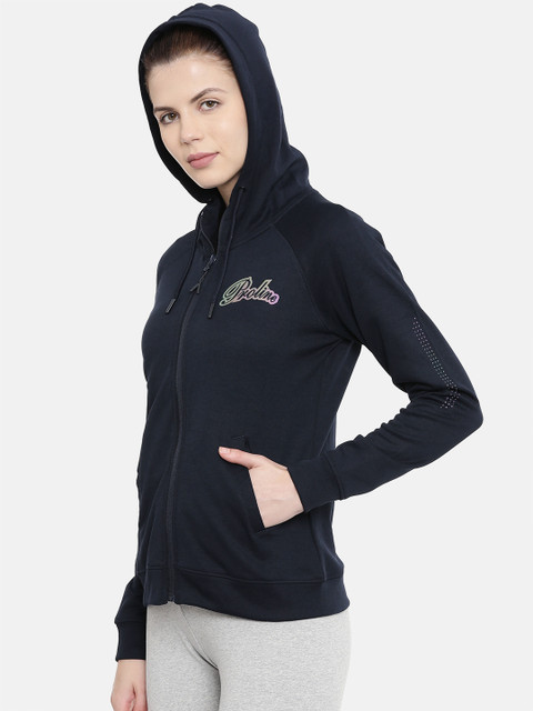 

Proline Active Women Navy Blue Solid Hooded Sweatshirt