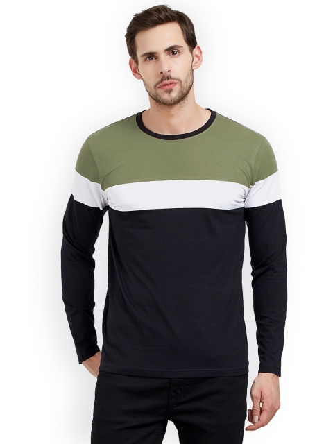 

Maniac Men Black Colourblocked Round Neck T-shirt
