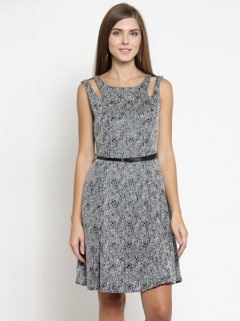 

Latin Quarters Women Black Printed Fit and Flare Dress