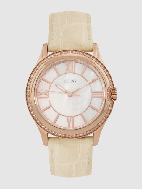 

GUESS Women Off-White Mother of Pearl Analogue Watch