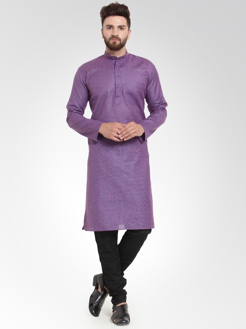 

Jompers Men Purple & Black Solid Kurta with Churidar