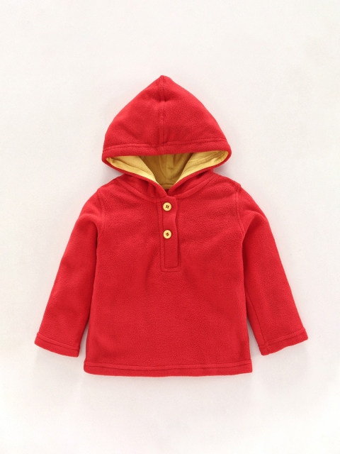 

Nino Bambino Unisex Red Solid Hooded Sustainable Sweatshirt