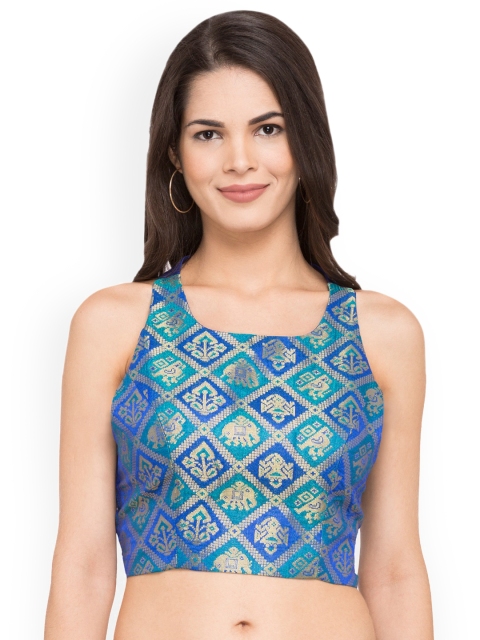 

Just B Blue Woven Design Dupion Padded Readymade Blouse