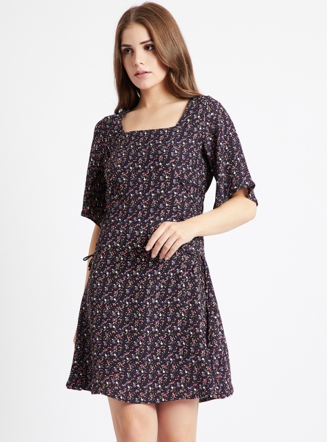 

COVER STORY Women Purple Printed Fit and Flare Dress