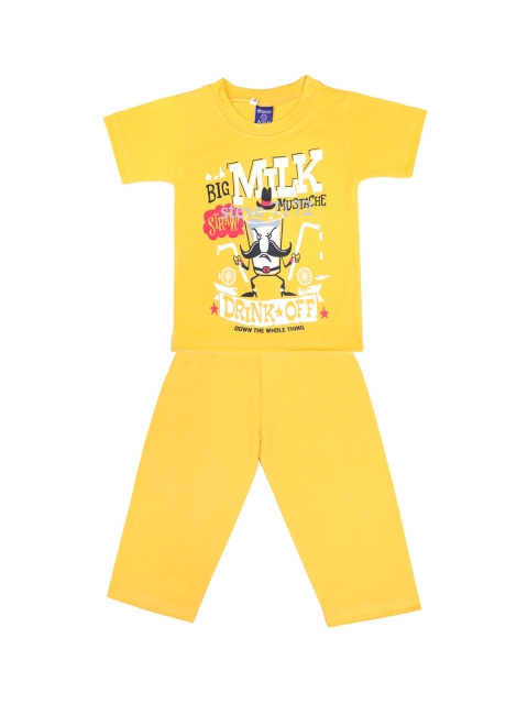 

SWEET ANGEL Unisex Yellow Printed Night suit