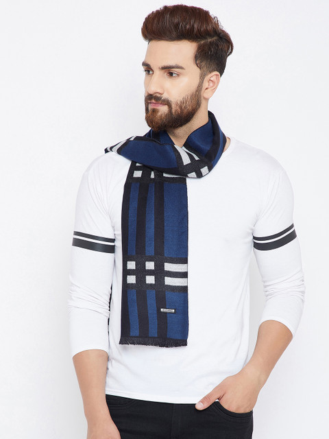 

Alvaro Castagnino Men Blue, Black & White Geometric Pattern Muffler