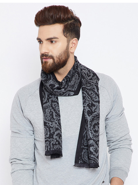 

Alvaro Castagnino Men Grey & Black Paisley Pattern Muffler