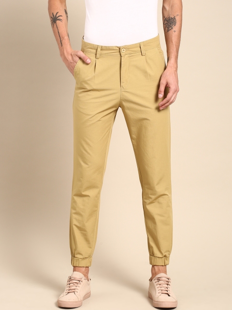 

ether Men Khaki Regular Fit Solid Joggers