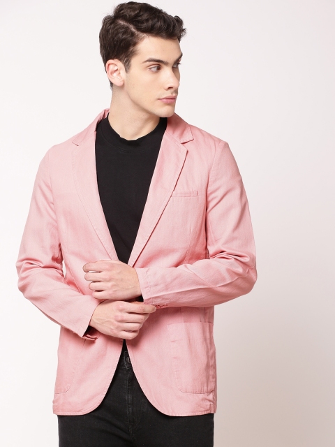 

ether Men Pink Solid Regular Fit Single-Breasted Casual Blazer