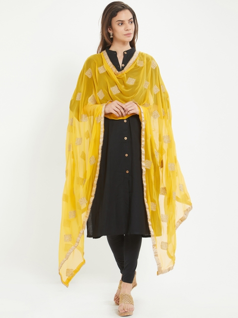 

Dupatta Bazaar Yellow & Gold-Toned Embroidered Dupatta