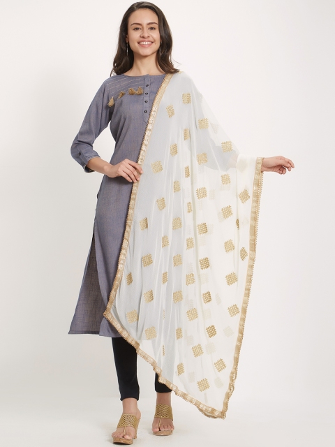 

Dupatta Bazaar Off-White & Golden-Coloured Embroidered Dupatta