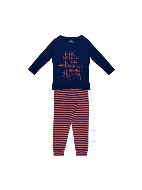 

ventra Girls Navy Blue & Pink Printed Night suit VNT-5001429-67