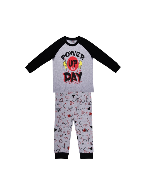 

ventra Boys Grey Melange Printed Night suit VNT-5001424-89
