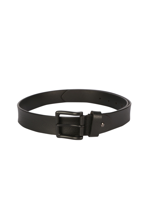 

Peter England Men Black Textured Leather Belt