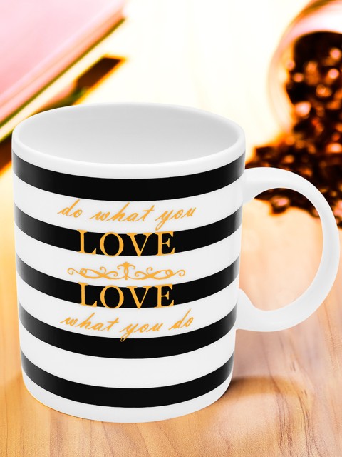 

Archies White & Black Striped Ceramic Mug