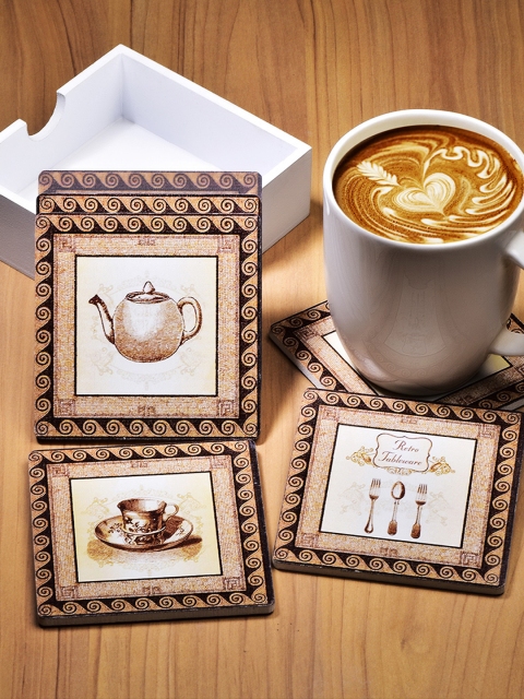 

Archies Set of 6 Multicoloured Self-Design Wooden Coasters, Multi