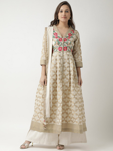 

Kira Women Off-White & Printed Kurta with Palazzos & Dupatta