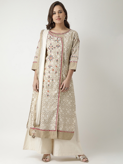 

Kira Women Off-White & Printed Kurta with Palazzos & Dupatta