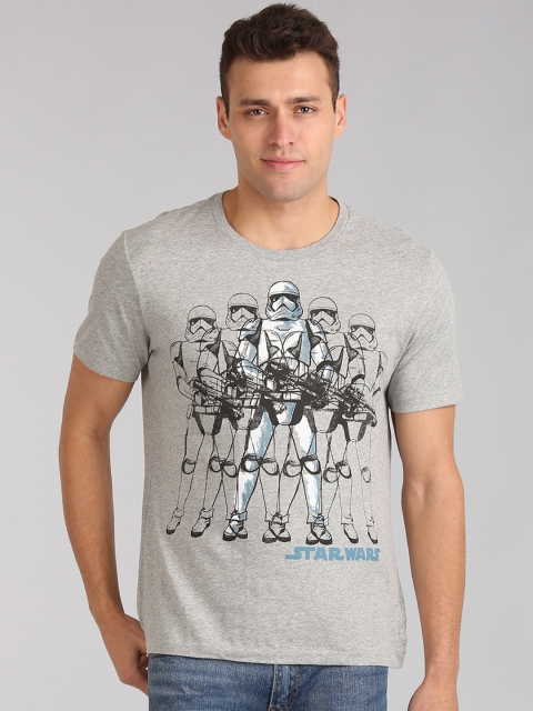 

GAP Men Grey Printed Round Neck T-shirt