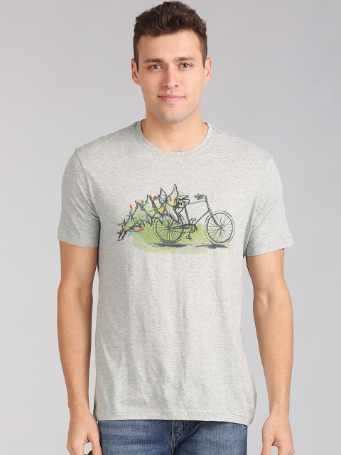 

GAP Men Grey Slub Graphic T-shirt