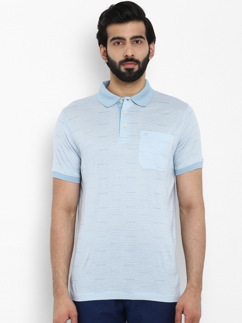 

Raymond Men Blue Striped Polo Collar T-shirt