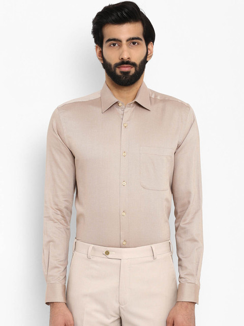 

Raymond Men Beige Regular Fit Self Design Formal Shirt