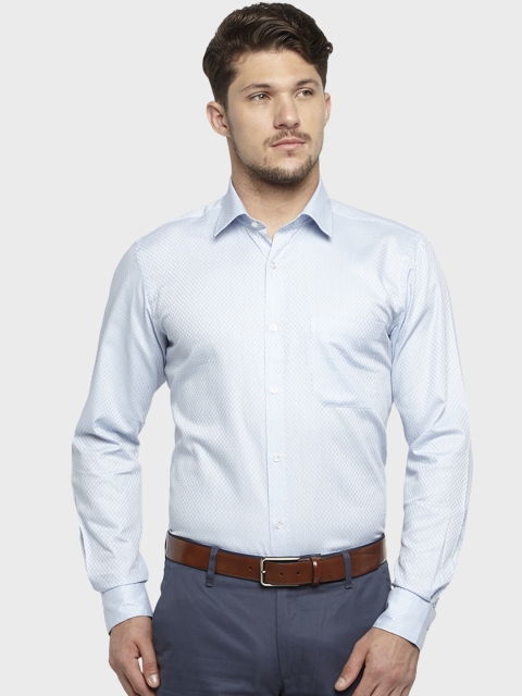 

Raymond Men Blue Regular Fit Self Design Formal Shirt