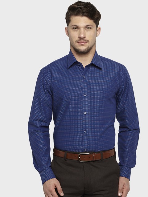 

Raymond Men Blue Regular Fit Self Design Formal Shirt