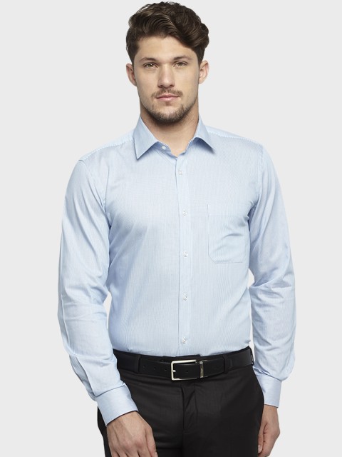 

Raymond Men Blue Regular Fit Striped Formal Shirt