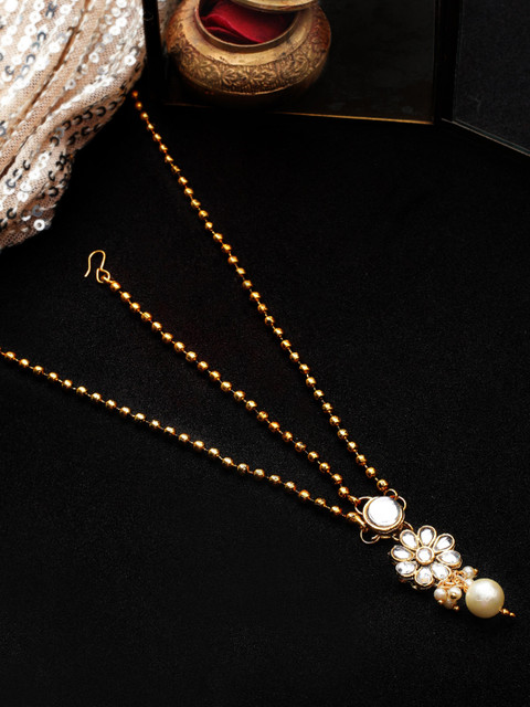 

Rubans Women Gold-Toned Kundan & Pearl Studded Handcrafted Matha Patti