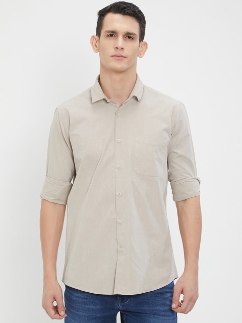 

Integriti Men Cream-Coloured Slim Fit Self Design Casual Shirt